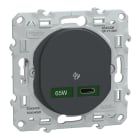 Schneider Electric - Ovalis - Chargeur USB-C 65W - Forte puissance pour charge app. mobiles - Anth