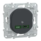 Schneider Electric - Ovalis - Chargeur USB-C 65W - Forte puissance pour charge app. mobiles - Anth