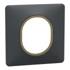 Schneider Electric - Ovalis - Plaque de finition - 1 poste Anthracite bague effet Laiton