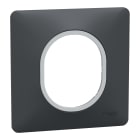 Schneider Electric - Ovalis - Plaque de finition - 1 poste Anthracite avec bague effet Argent Chromé