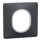 Schneider Electric - Ovalis - Plaque de finition - 1 poste Anthracite avec bague effet Argent Chromé