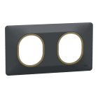 Schneider Electric - Ovalis - plaque de finition - 2 postes horizontal - 71mm - anthracite - laiton