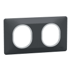 Schneider Electric - Ovalis - plaque de finition - 2 postes hor - 71mm - anthracite - argent chromé