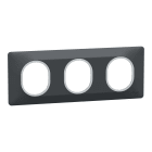 Schneider Electric - Ovalis - plaque de finition - 3 postes hor - 71mm - anthracite - argent chromé