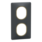 Schneider Electric - Ovalis - Plaque de finition - 2 postes Vertical - 71mm - Anthracite bague Laiton