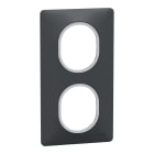 Schneider Electric - Ovalis - plaque de finition - 2 postes vert - 71mm - anthracite - argent chromé