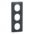 Schneider Electric - Ovalis - Plaque de finition - 3 postes Vertical - entraxe 71 mm - Anthracite