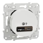 Schneider Electric - Odace - prise USB double - charge rapide - type A+C - blanc - 18W - 3,4A