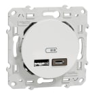 Schneider Electric - Odace - prise USB double - type A+C - blanc - 5 Vcc - 2,4A