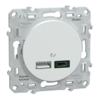 Schneider Electric - Odace 2011 - chargeur USB type A 7,5W + C 45W - forte puissance type C - blanc