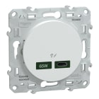 Schneider Electric - Odace - chargeur USB C 65W - forte puissance pour charge app. mobiles - blanc
