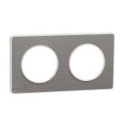 Schneider Electric - Odace Touch - plaque aluminium brosse lisere - blanc 2 postes horiz.-vert. 71mm