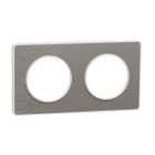 Schneider Electric - Odace 2011 Touch - plaque 2 postes H/Vt 71mm aluminium brossé avec liseré blanc