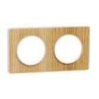 Schneider Electric - Odace 2011 Touch - plaque 2 postes H/Vt 71mm bois naturel avec liseré blanc
