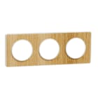 Schneider Electric - Odace Touch - plaque 3 postes horiz-vert 71mm bois naturel avec lisere blanc