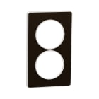 Schneider Electric - Odace 2011 Touch - plaque 2 postes vertic 57mm bronze brossé avec liseré blanc