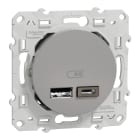 Schneider Electric - Odace - prise USB double - type A+C - alu- 5 Vcc - 2,4A