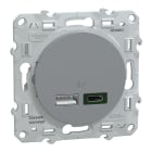 Schneider Electric - Odace - chargeur USB type A 7 -5W +C 45W - forte puissance type C - aluminium