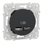 Schneider Electric - Odace - prise USB double - type A+C - anthracite - 5 Vcc - 2,4A
