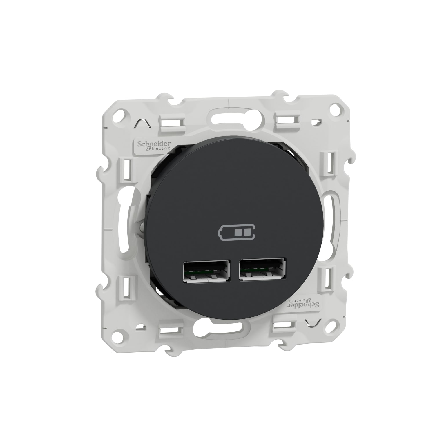 Schneider Electric - Odace - double chargeur USB 2.1A - anthracite