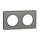 Schneider Electric - Odace Touch - plaque 2 postes horiz/vert 71mm aluminium brossé avec liseré anth