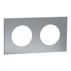 Schneider Electric - Odace Métal - plaque de finition 2 postes - effet Titane support blanc