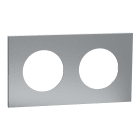 Schneider Electric - Odace Métal - plaque de finition 2 postes - effet Titane support blanc