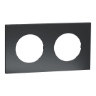 Schneider Electric - Odace Métal - plaque de finition 2 postes - effet Perle Noire support noir