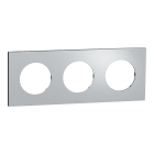 Schneider Electric - Odace Métal - plaque de finition 3 postes - effet Aluminium support noir