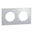 Schneider Electric - Odace Métal - plaque de finition 2 postes - effet Aluminium support blanc