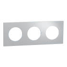 Schneider Electric - Odace Métal - plaque de finition 3 postes - effet Aluminium support blanc