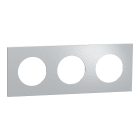 Schneider Electric - Odace Métal - plaque de finition 3 postes - effet Aluminium support blanc
