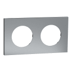 Schneider Electric - Odace Métal - plaque de finition 2 postes - effet Titane support noir