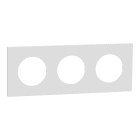 Schneider Electric - Odace Métal - plaque de finition 3 postes - effet Céramique Blanc support blanc