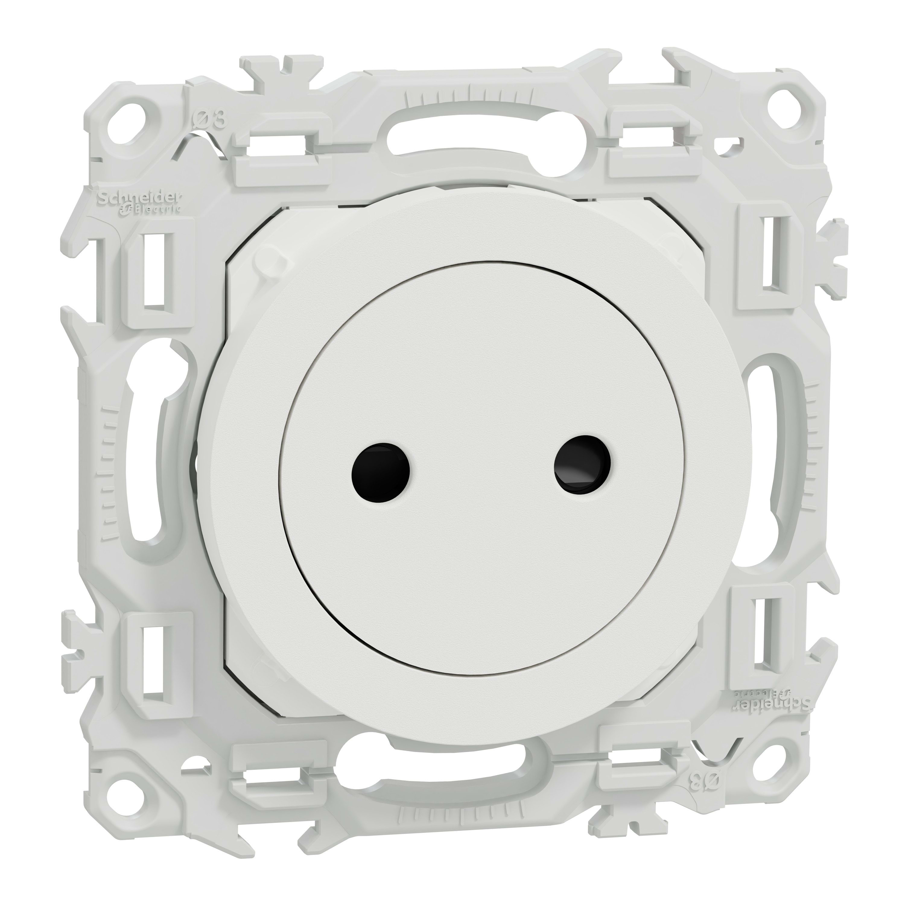 Schneider Electric - Reconditionné - Odace - prise 2P affleurante - bornes auto - blanc craie