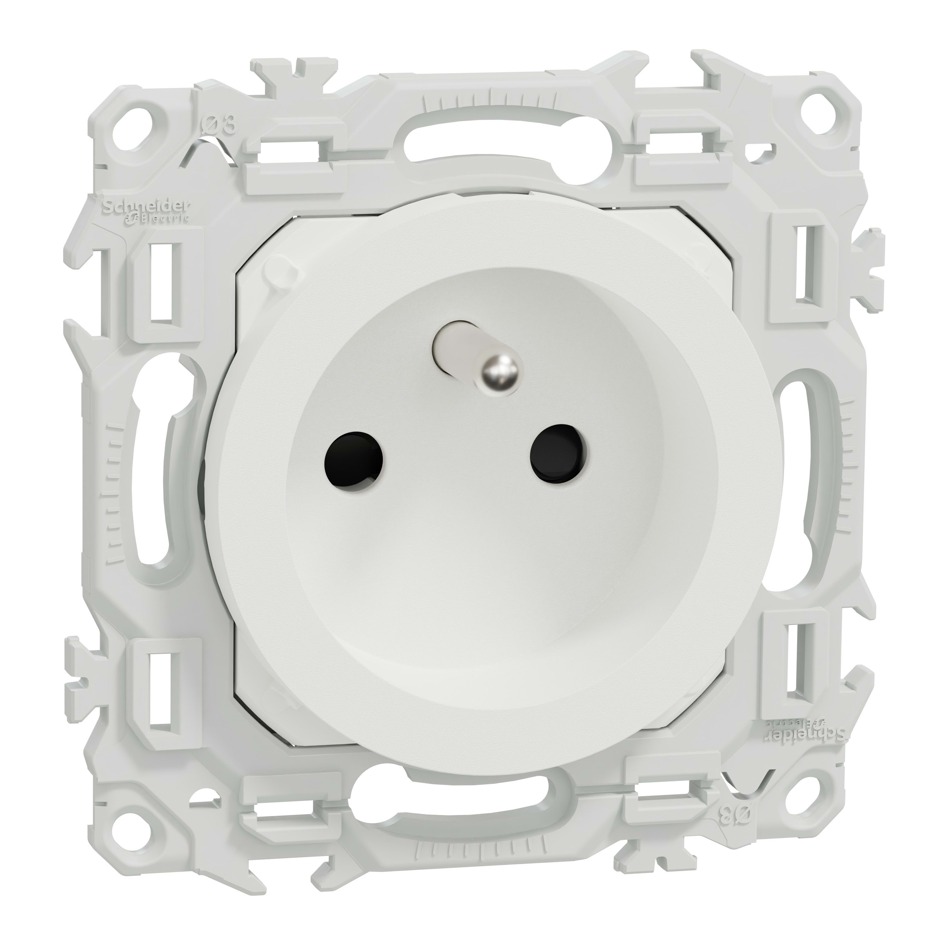 Schneider Electric - Reconditionné - Odace - prise 2P+T réno à puits - 4 bornes auto/pôle - blc craie