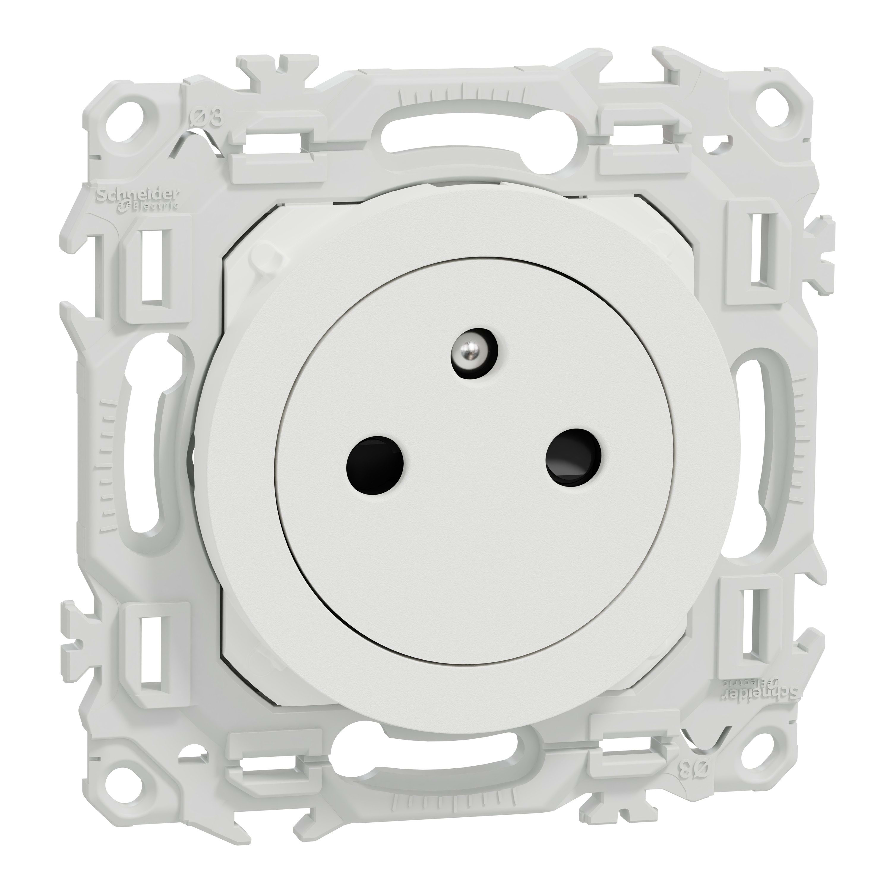 Schneider Electric - Reconditionné - Odace - prise 2P+T affleurante - bornes auto - blanc craie