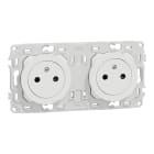 Schneider Electric - Odace - double PC 2P+T affleurante - 2 postes 71 mm - précâblage - blanc craie