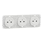 Schneider Electric - Odace - triple PC 2P+T affleurante - 3 postes 71 mm - précâblage - blanc craie