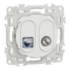 Schneider Electric - Odace - prise mixte RJ45 Cat.6 STP + TV - blanc craie