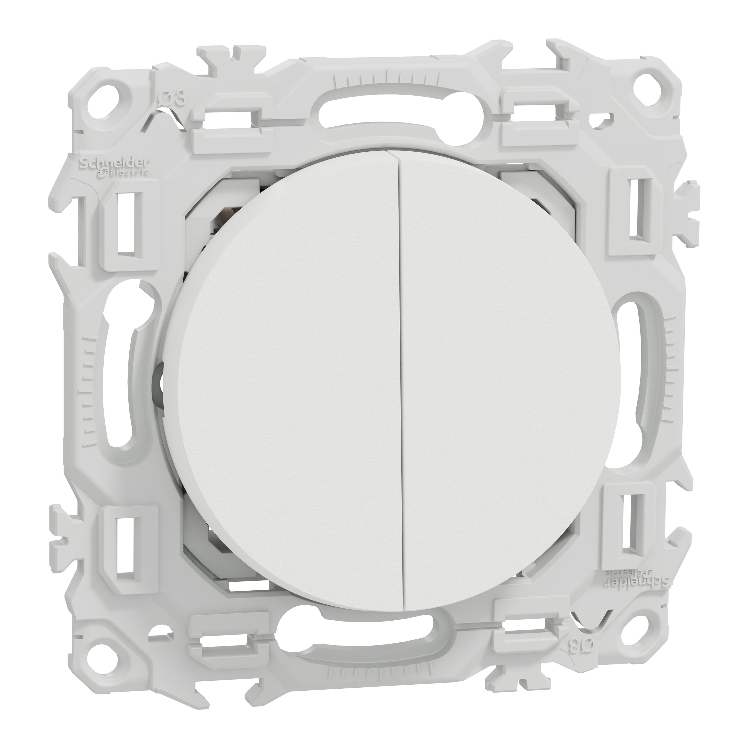 Schneider Electric - Reconditionné - Odace - double va-et-vient ou poussoir - 10AX - blanc craie