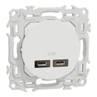 Schneider Electric - Odace - chargeur double USB type C+C - 21W Power Delivery - blanc craie