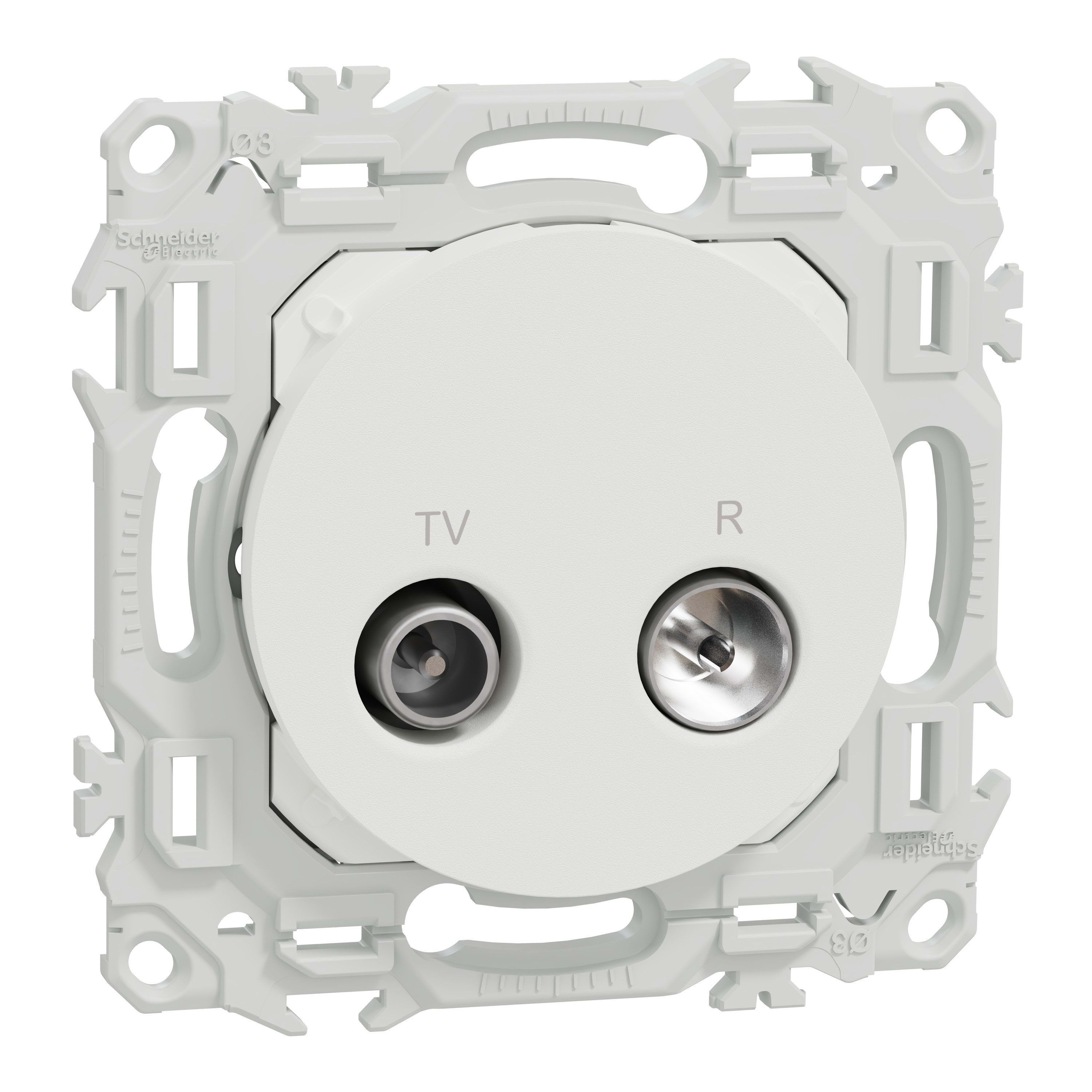 Schneider Electric - Reconditionné - Odace - prise TV/FM - sorties coaxiales - blanc craie