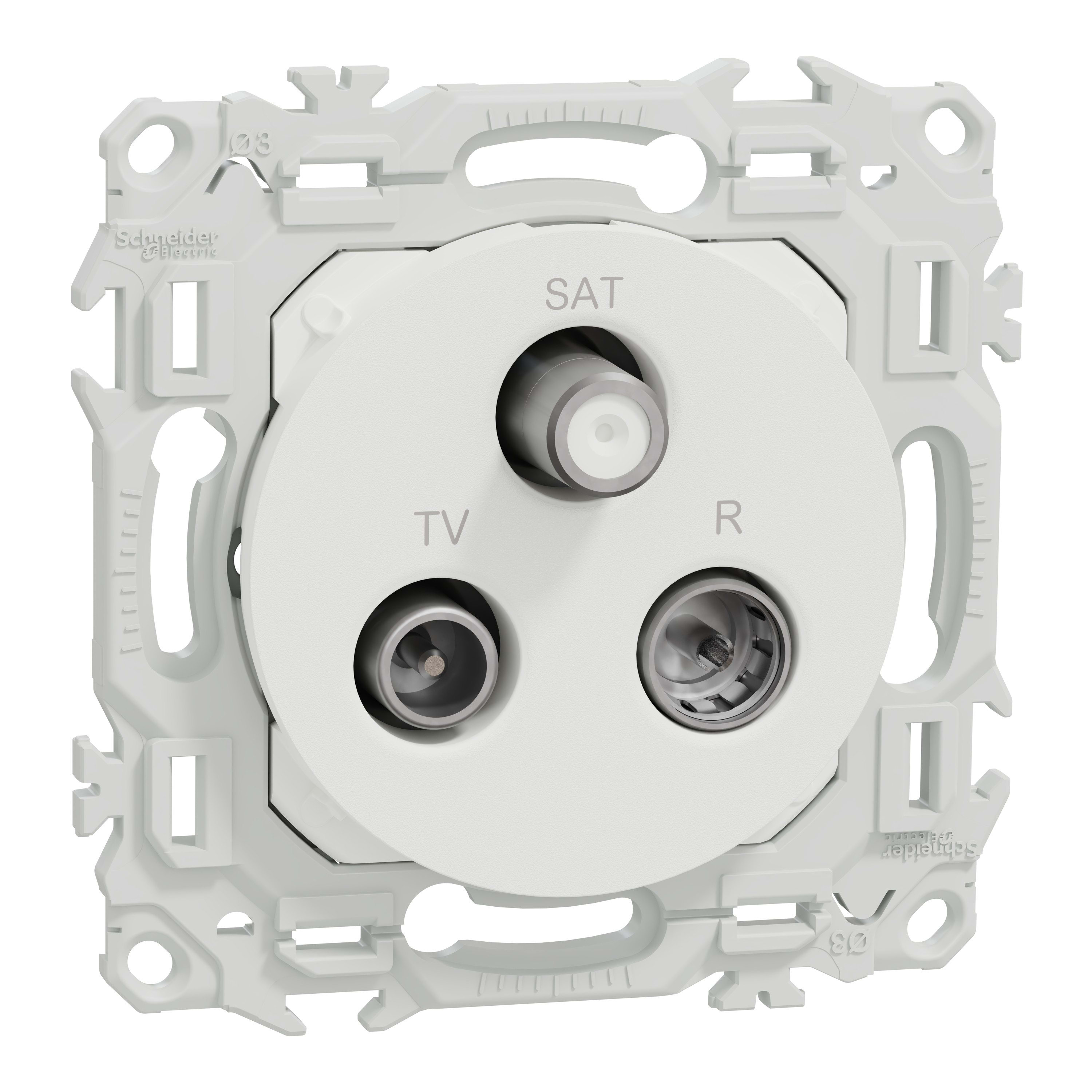 Schneider Electric - Reconditionné - Odace - prise TV/FM/SAT - sorties coaxiales - blanc craie