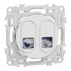 Schneider Electric - Odace - prise double RJ45 - Cat6 STP grade 2TV min à grade 3TV - blanc craie