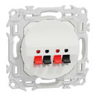 Schneider Electric - Odace - prise haut-parleurs double 2 sorties - à poussette - blanc craie