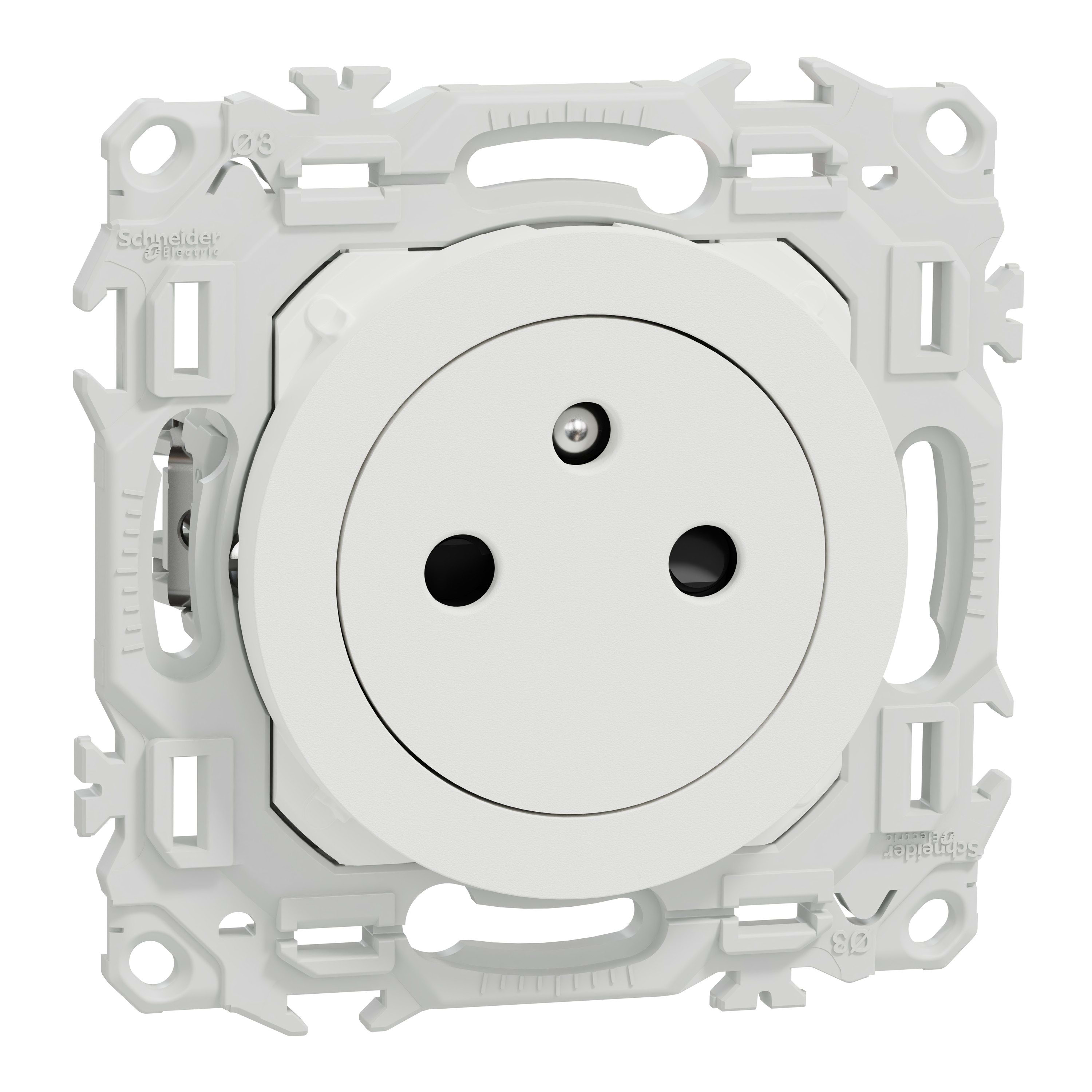 Schneider Electric - Reconditionné - Odace - prise 2P+T affleurante griffes - bornes auto - blc craie