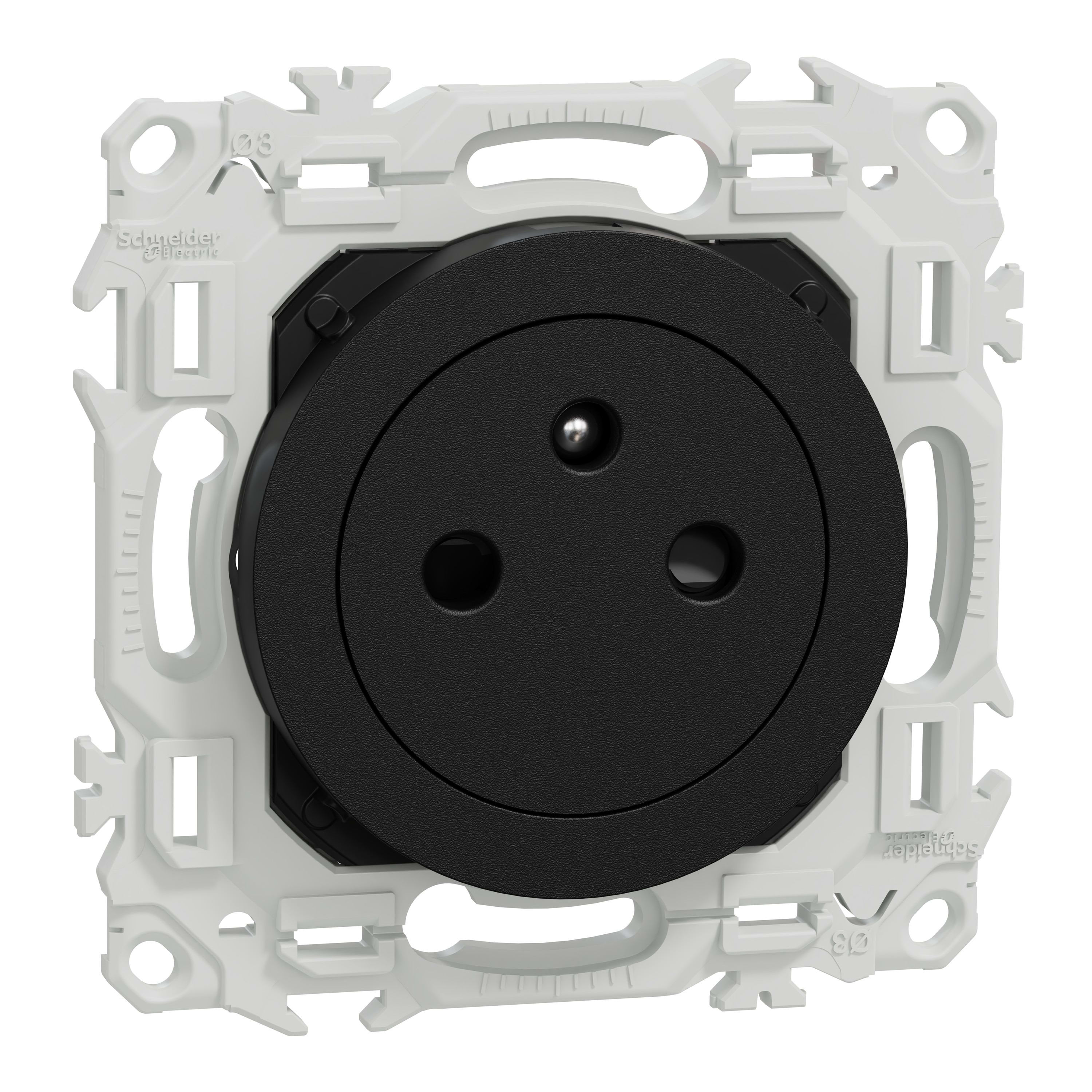 Schneider Electric - Reconditionné - Odace - prise 2P+T affleurante - bornes auto - noir onyx