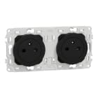 Schneider Electric - Odace - double PC 2P+T affleurante - 2 postes 71 mm - précâblage - noir onyx