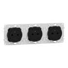 Schneider Electric - Odace - triple PC 2P+T affleurante - 3 postes 71 mm - précâblage - noir onyx